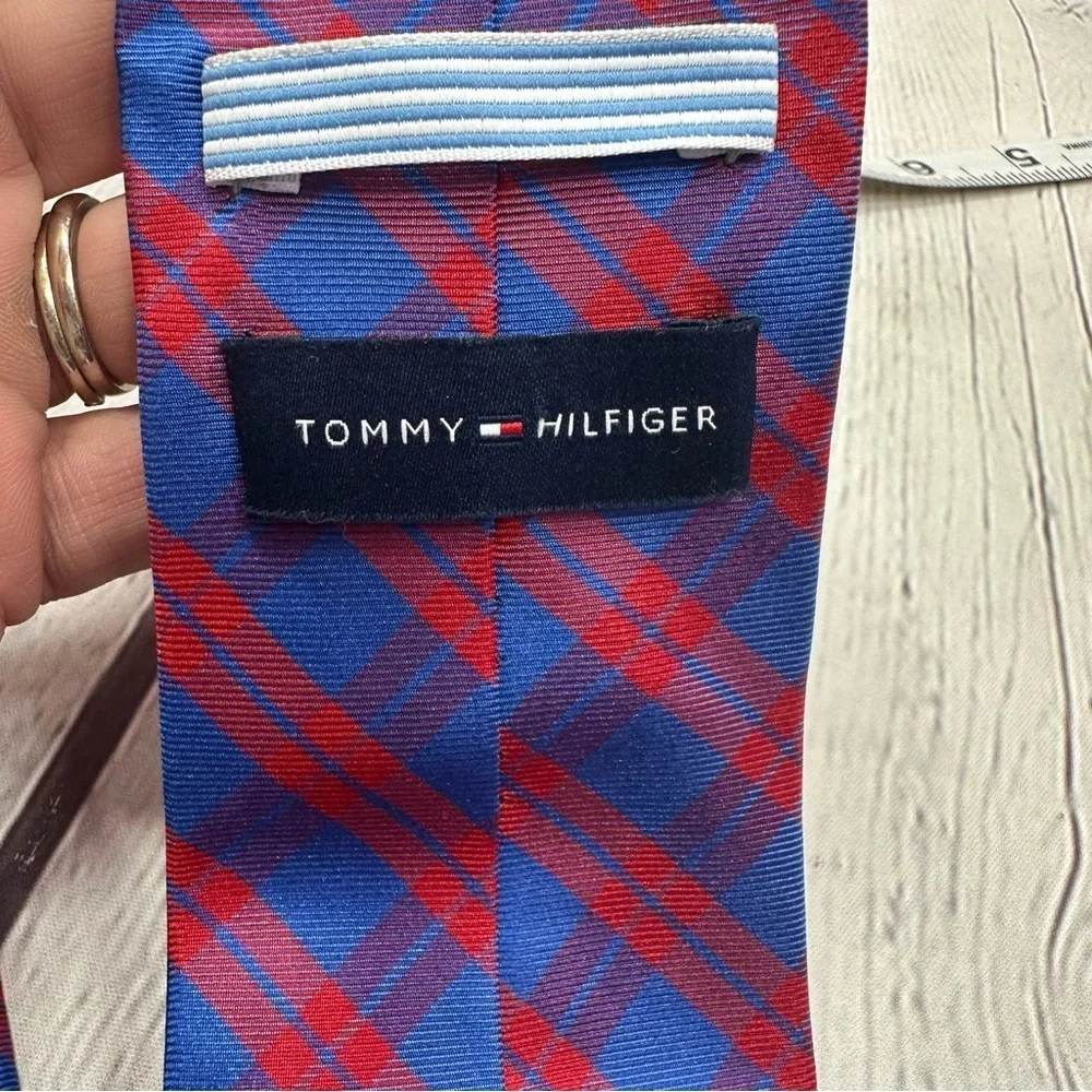 tommy hilfiger Blue and Red Plaid Men's silk Tie
